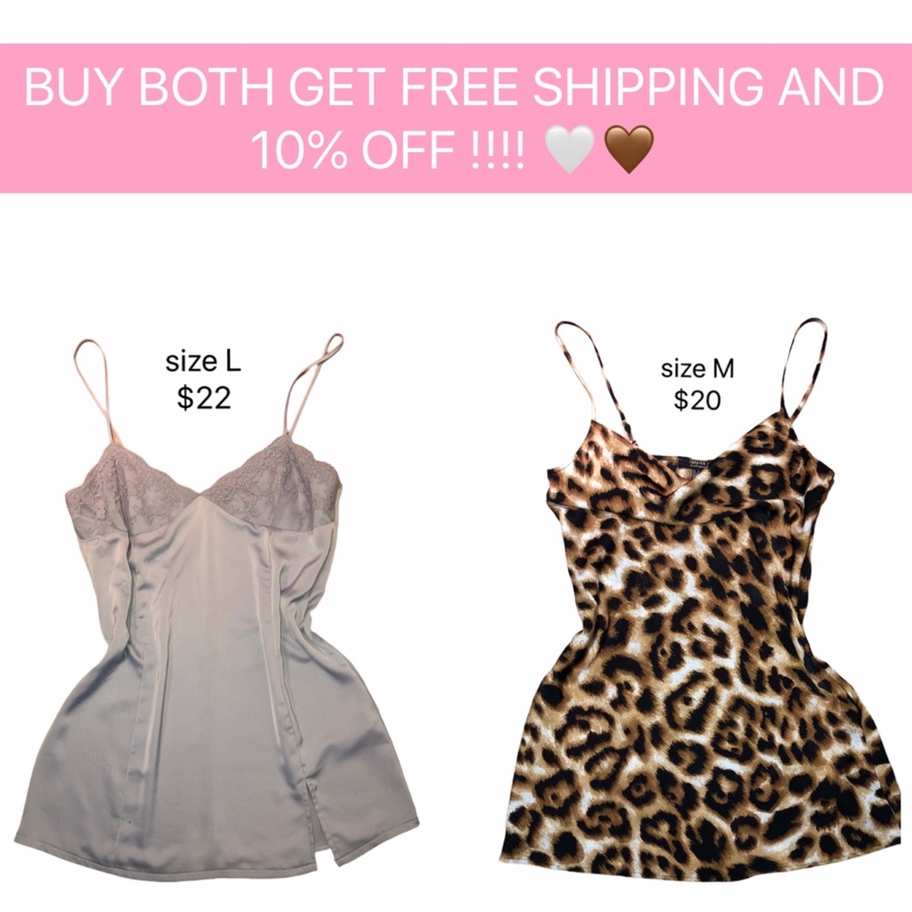 TWO FOREVER 21 SLIP MINI DRESSES LACE AND CHEETAH